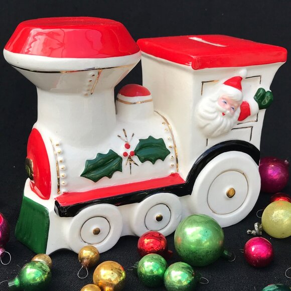 International Japan Christmas Santa and Elf Train Steam Engine Bank - Picture 1 of 13